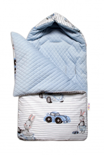 Baby Nellys Bavlnený fusak, prešívaný velvet, 45 x 95 cm - Baby Car, modrý