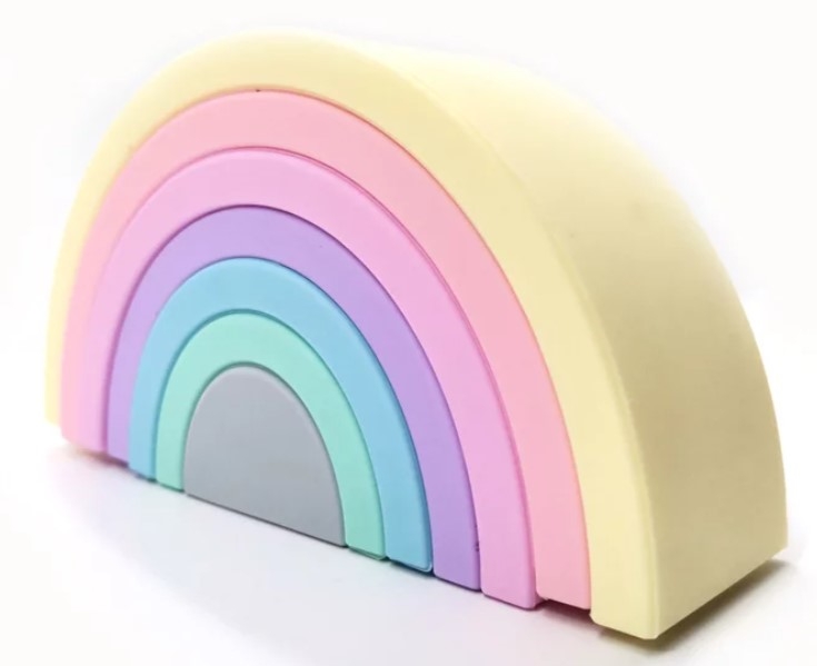 Baby in World Silikónová edukačná dúha Rainbow Pastel - 7 oblúkov (VEK: 3 M+)