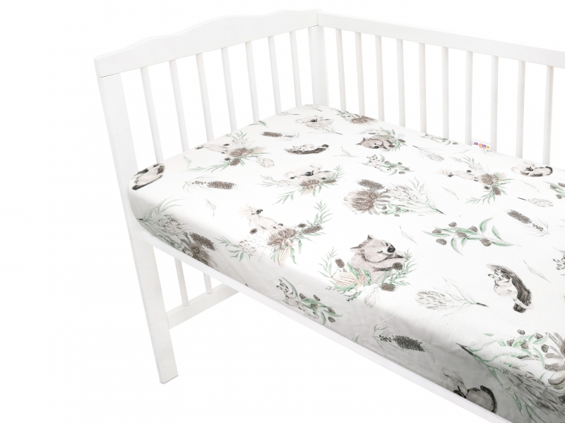 Baby Nellys Detské bavlnené prestieradlo do postieľky, Exotika - béžová, 140 x 70 cm