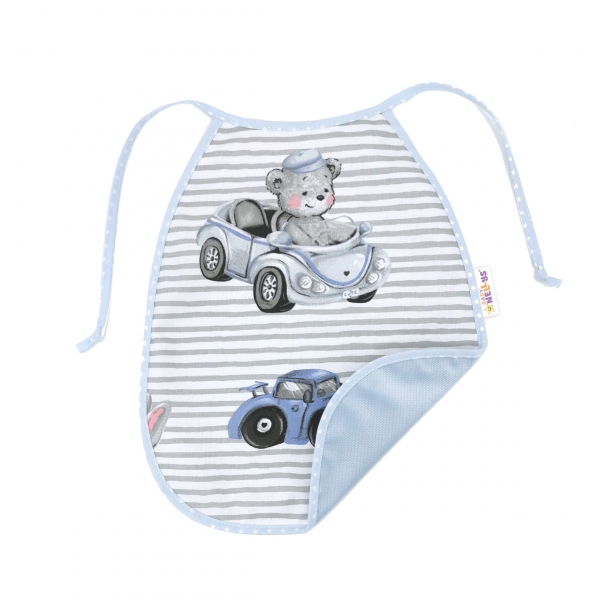 Baby Nellys Detský obojstranný podbradník, bavlna/velvet, Baby Car - modrý