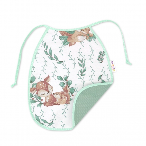 Baby Nellys Detský obojstranný podbradník, bavlna/velvet, Lulu Natural - mätový