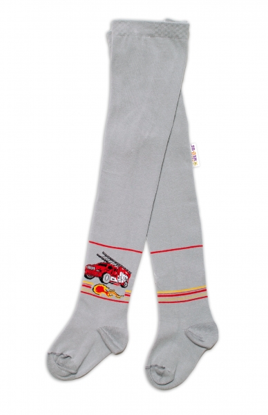 Baby Nellys Bavlnené pančucháče - Hasiči, sivé, veľ. 92/98-#Velikost koj. oblečení;92-98 (18-36m)