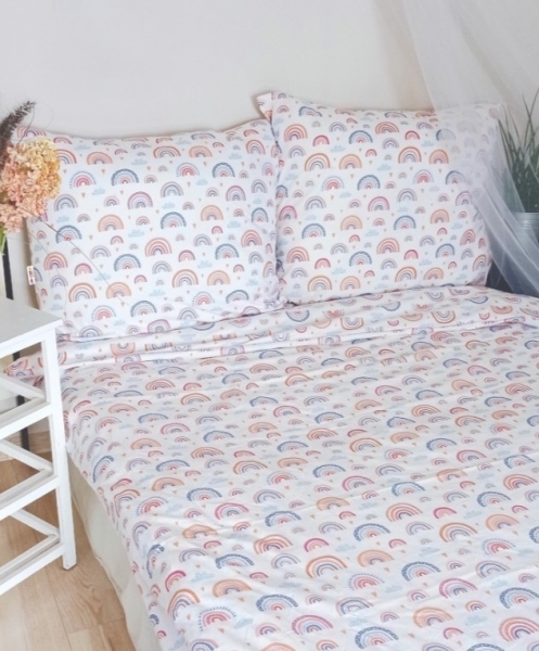 Baby Nellys Bavlněné obliečky - Dúha, pastelová/biela