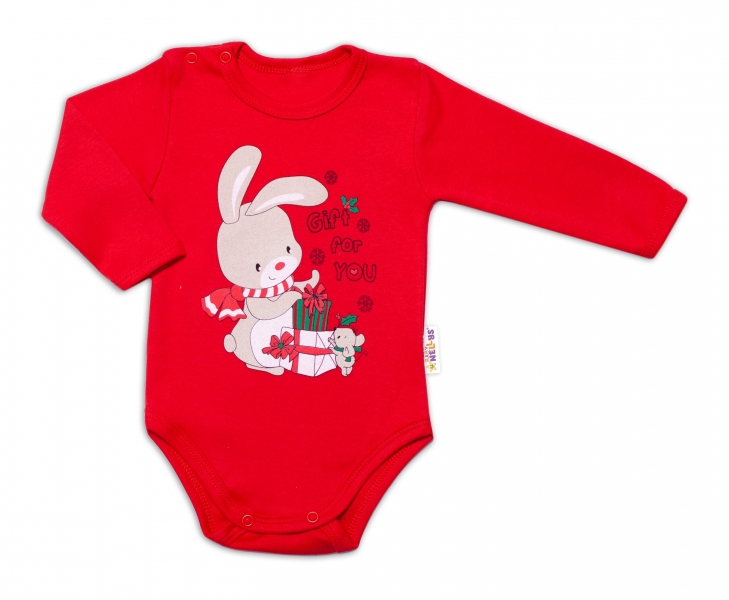 Baby Nellys Dojčenské body, dl. rukáv,  Bunny, červené
