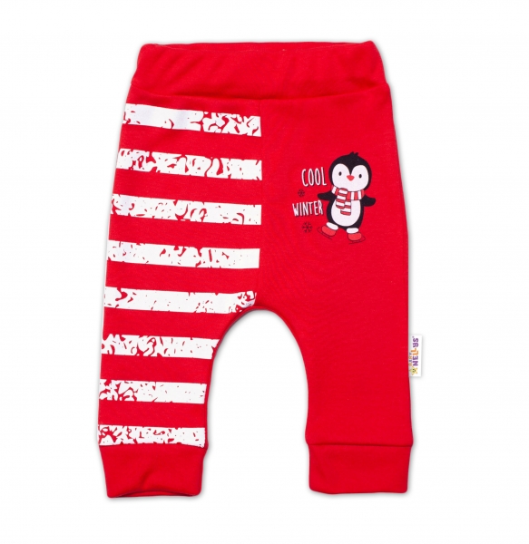Baby Nellys Dojčenské tepláčky Cool Winter, červené, veľ. 86-#Velikost koj. oblečení;86 (12-18m)