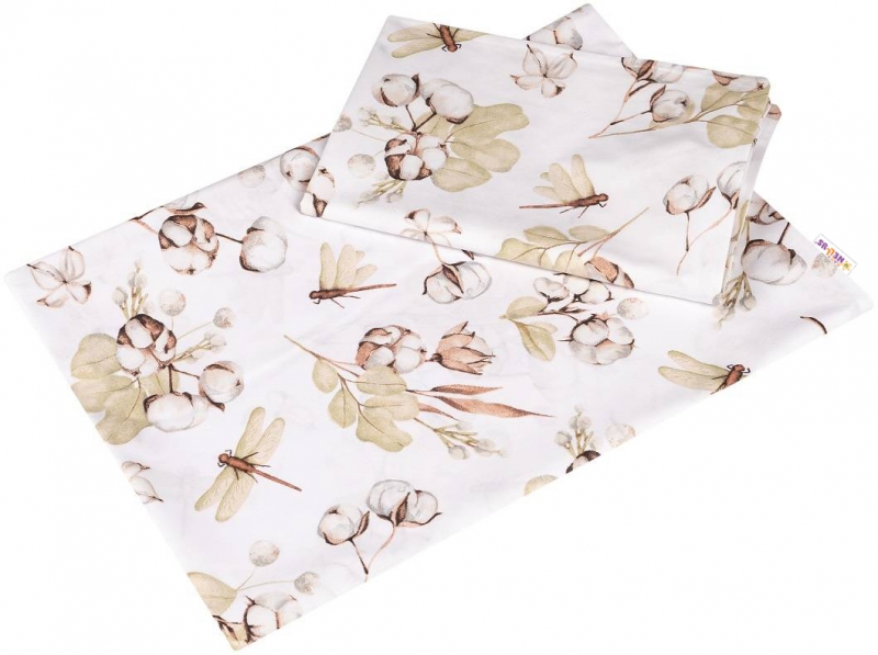 Baby Nellys 2-dielne bavlnené obliečky COTTON premium, biela/bežová