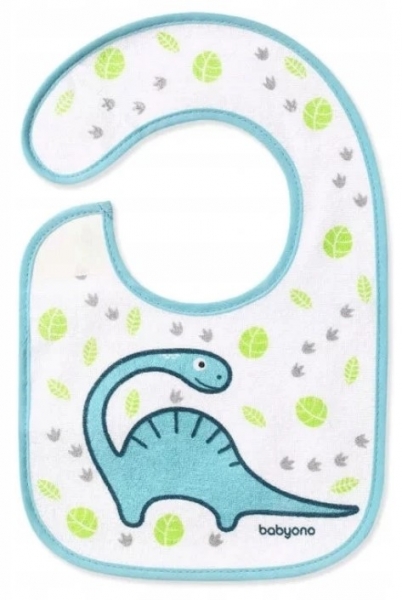 BabyOno Podbradník  I EAT AND I GROW - Dino, tyrkysový