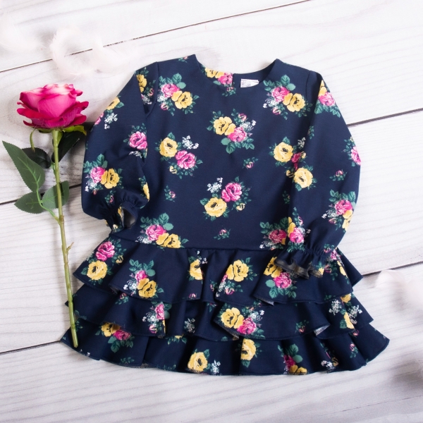 K-Baby Detské šatôčky Kvety- granátové, ružové a žlté kvietky-#Velikost koj. oblečení;80 (9-12m)