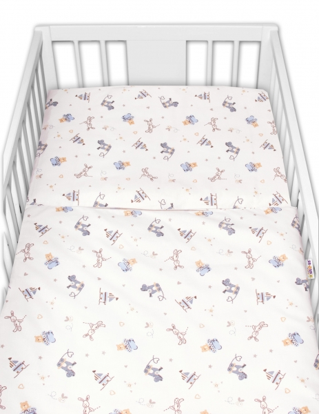 Baby Nellys 2-dielne bavlnené obliečky Hračky - biela