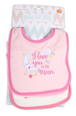 Cangoroo Detský podbradník Baby Bib Tibby - ružový, 3 ks