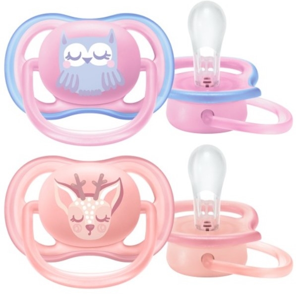 AVENT Cumlík Ultra Air Animals, 0-6m, Sovička a srnka, ružový