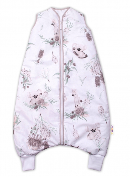 Baby Nellys, Spací vak s nohavičkami Exotika, 90 cm - béžový/biely