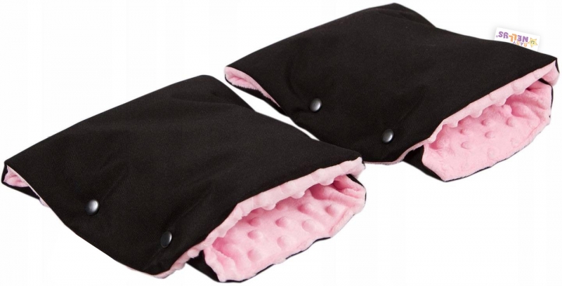 Baby Nellys Rukávnik ku kočíku DUO minky - růžová/čierna