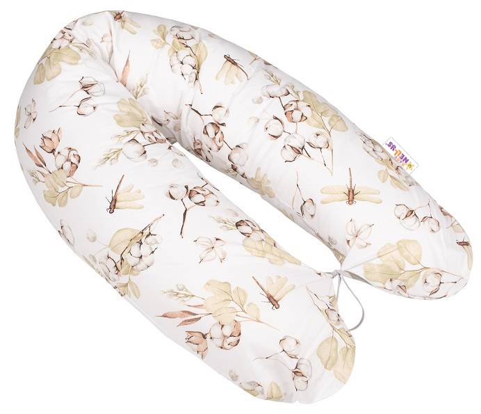 Baby Nellys Bavlnený dojčiaci vankúš 170 cm, COTTON premium - biela/béžová