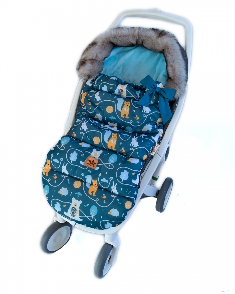 Baby Nellys Detský fusak maxi PREMIUM Forest Animals, zelený, 110x50cm