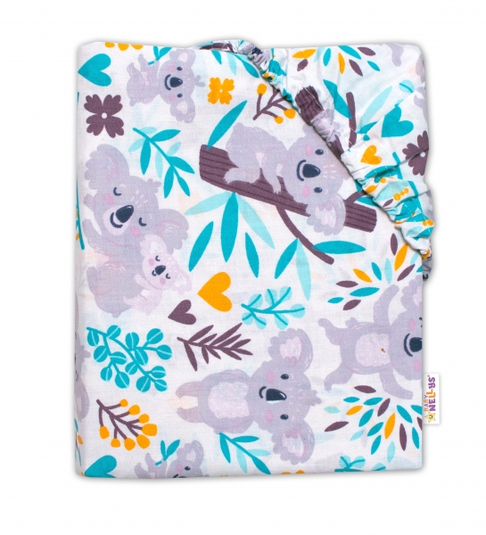 Baby Nellys Detské bavlnené prestieradlo do postieľky - Koala na strome, 140 x 70 cm