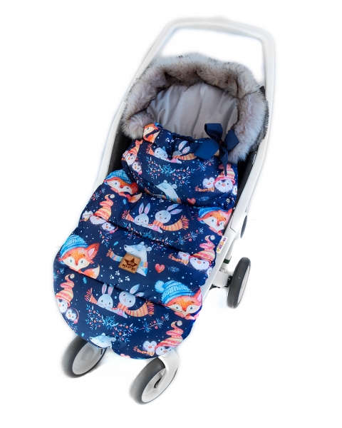 Baby Nellys Detský fusak maxi PREMIUM winter friends, granátový, 110x50cm