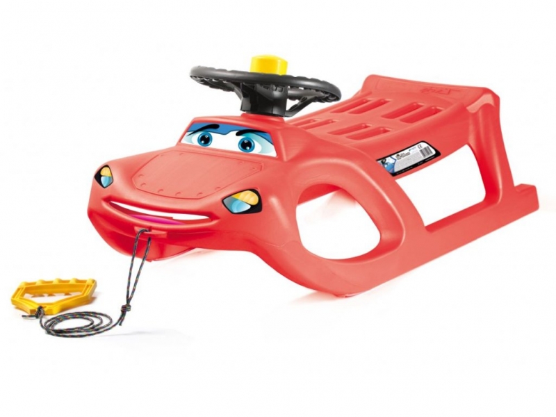 TULIMI Sánky plastové CAR, 91,3x36,2x44,9, nosnosť 50kg, červené