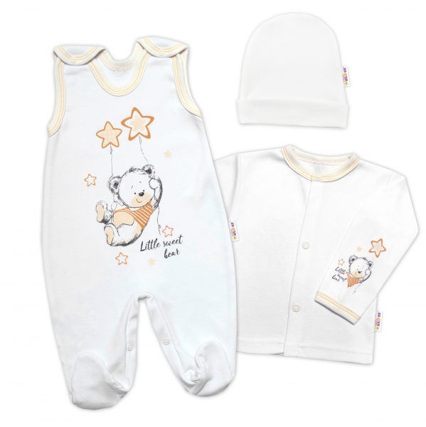 Kojenecká 3-dielna súprava Little Sweet Bear, biela/kremová, veľ 50