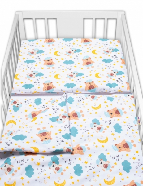 Baby Nellys 2-dielne bavlnené obliečky Sny medvedíkov - hnedá, biela-#Velikost povlečení;120x90