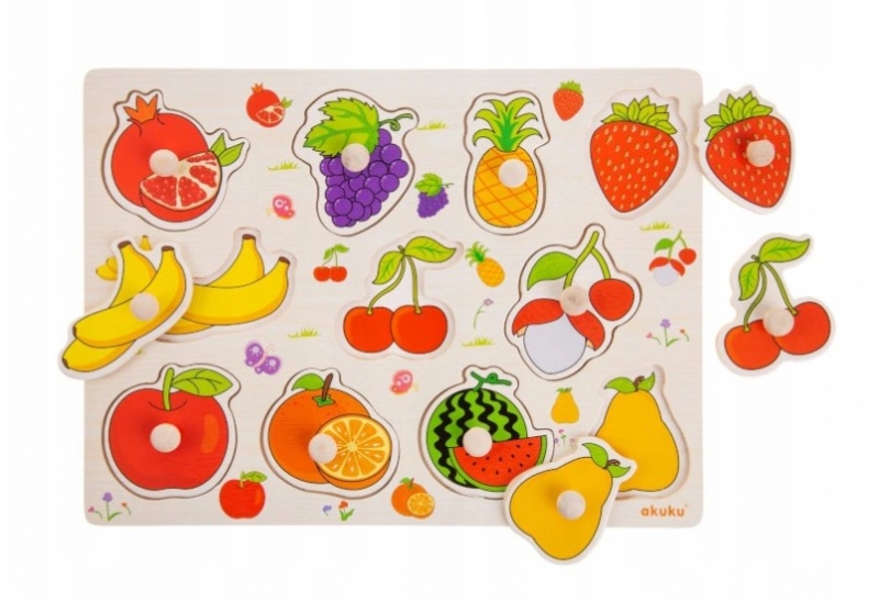 Akuku Edukačná vkladačka/puzzle s úchytmi - Ovocie