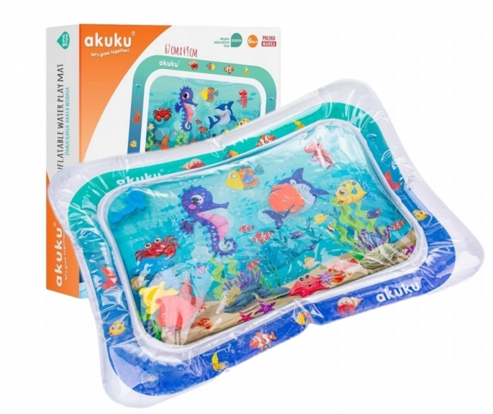 Akuku Nafukovacia podložka pre batoľatá - morský svet, modrá