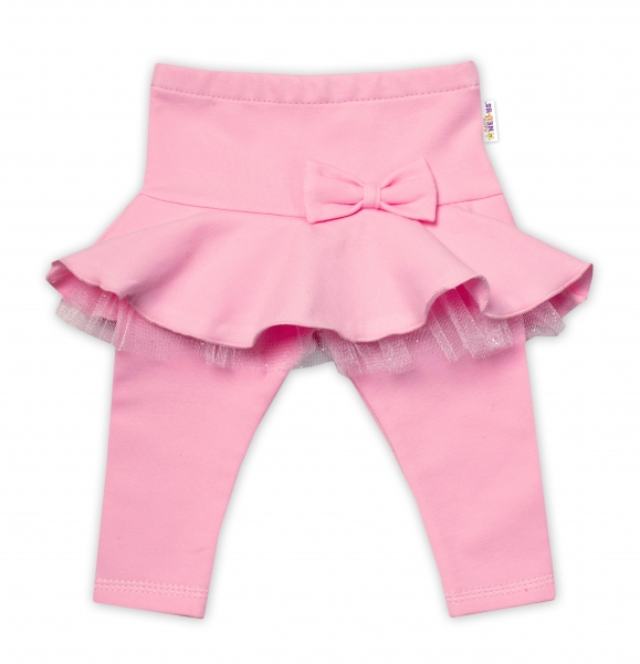 BABY NELLYS Dievčenské legíny Mašlička s volánikom tutu - ružové