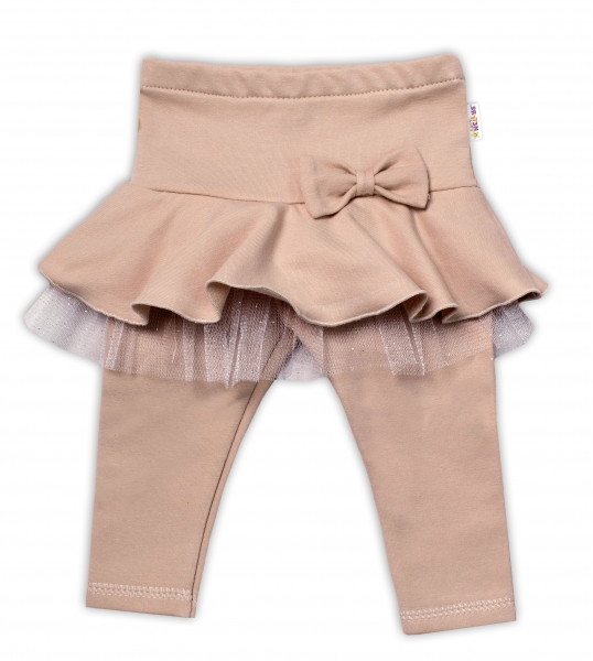 BABY NELLYS Dievčenské legíny Mašlička s volánikom tutu - béžové
