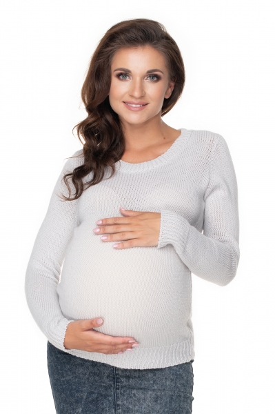 Be MaaMaa Těhotenský priadzový svetrík - krémový-#Velikosti těh. moda;S/M