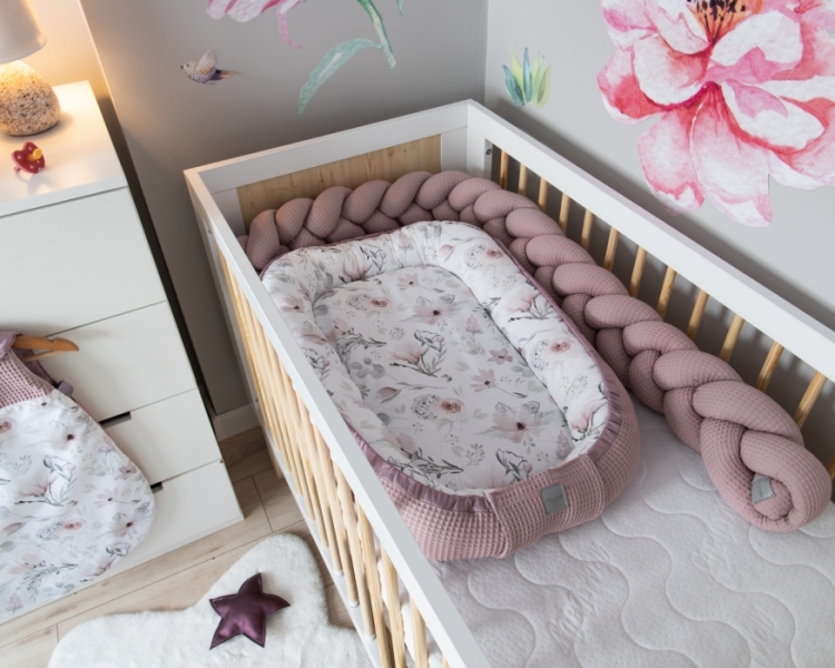 Baby Nellys Sada komplet obojstranné hniezdočko Vafel, 60 x 90 cm - Magnolie
