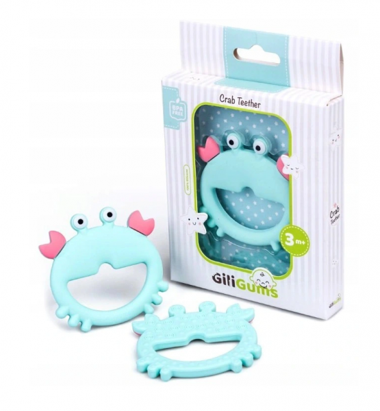 GiliGums Detské hryzátko Crab Bracelet Teether, 3m+, 1 ks, matový