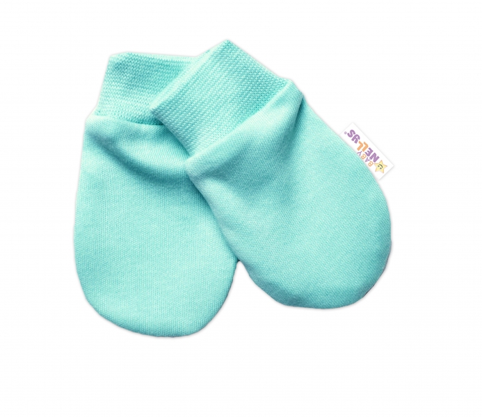 Baby Nellys Dojčenské rukavičky Basic Pastel, mätové