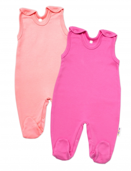Baby Nellys Sada 2 bavlnených dupačiek Basic Pastel, ružová/marhuľová, veľ. 74