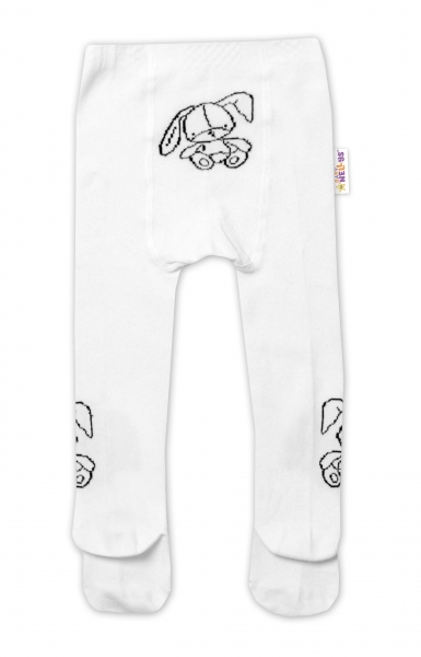 Baby Nellys Detské bavlnené pančuchy Cute Bunny - biele, veľ. 92/98-#Velikost koj. oblečení;92-98 (18-36m)