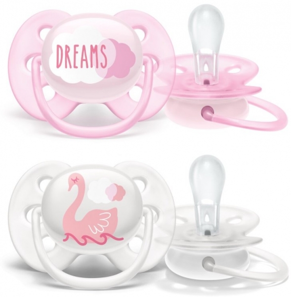 AVENT Cumlík Ultra Soft, 0-6m, Labuť, ružový