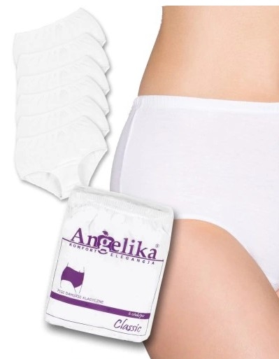 Bavlnené nohavičky Angelika s vysokým pásom, 6ks v balení, biele, veľ. L-#Velikosti těh. moda;L (40)