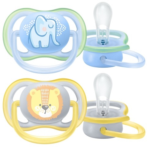 AVENT Cumlík Ultra Air Animals, 0-6m - Slon/Ľav, modrý/žltý