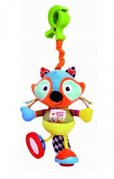 Biba Toys Závesná plyšová hračka s hrkálkami a pískatkom, Mýval, oranžový
