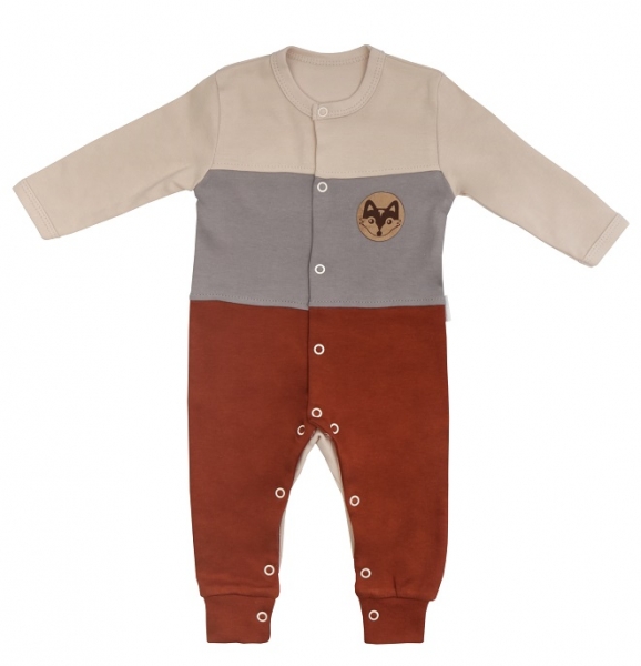 Mamatti Dojčenský overal bez šlapiek Baby Fox - hnedá/béžová, veľ. 80