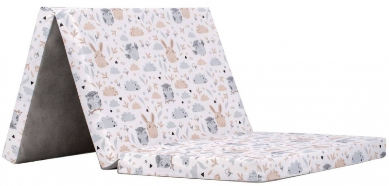 Baby Nellys Turistický matrac 120 x 60 cm, Zvieratká na lúke - biela so vzorom (FARBA: BIELA SO)