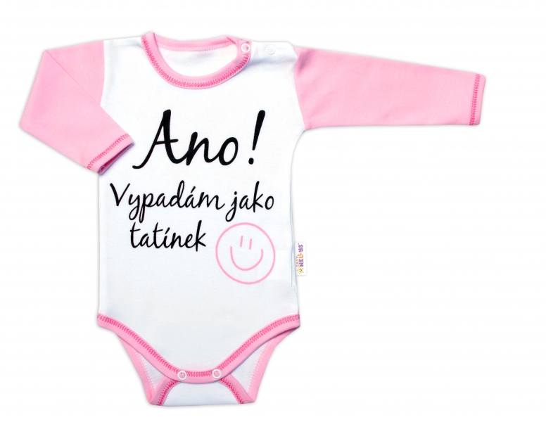 Body dlhý rukáv s vtipným textom Baby Nellys,  Ano! Vypadám jako tatínek, holka, veľ. 74-#Velikost koj. oblečení;74 (6-9m) ()