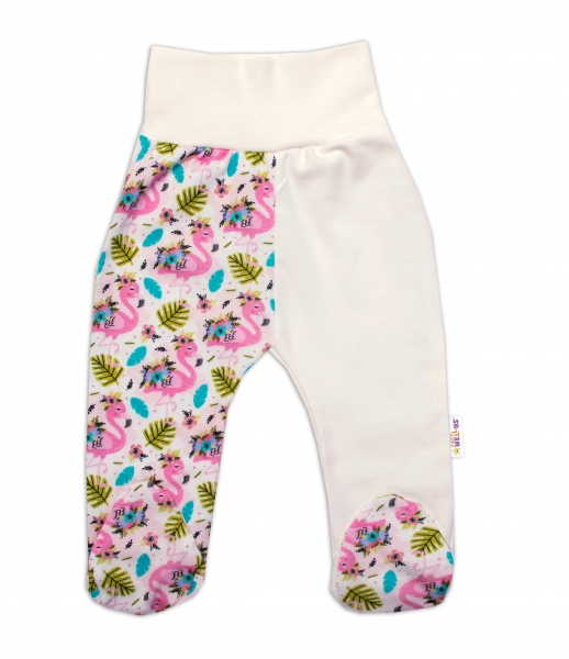 Baby Nellys 2-dielna sada body dl. rukáv + polodupačky Plameniak - biela/ružová, veľ. 68-#Velikost koj. oblečení;68 (3-6m)