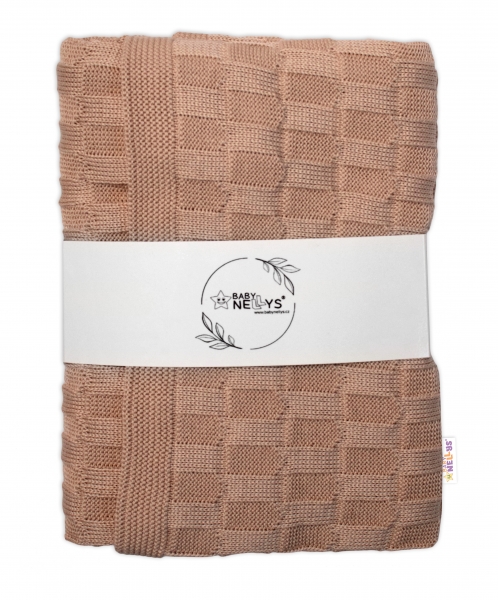 Luxusná bavlnená pletená deka, dečka CUBE, 80 x 100 cm - béžová