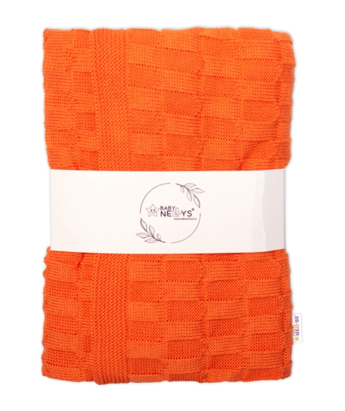 Luxusná bavlnená pletená deka, dečka CUBE, 80 x 100 cm - orange