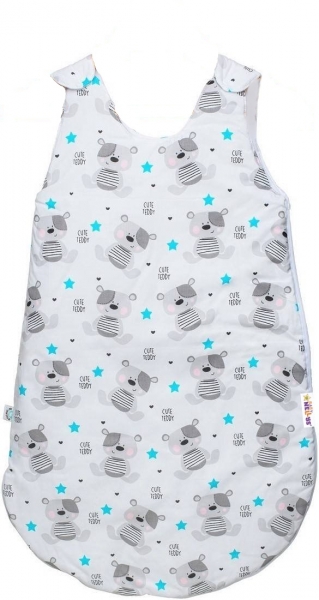 Baby Nellys Spací vak Cute Teddy - biela/sivá