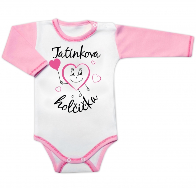 Body dlhý rukáv s vtipným textom Baby Nellys, Tatínkova holčička, veľ. 80-#Velikost koj. oblečení;80 (9-12m)