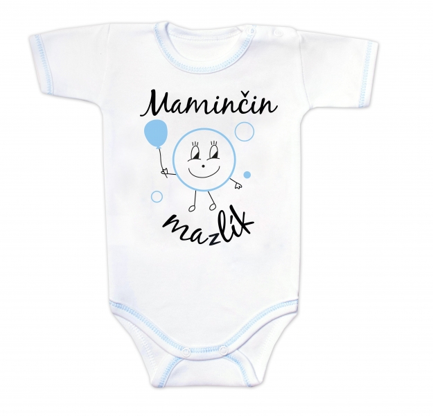Body krátky rukáv s vtipným textom Baby Nellys, Maminčin mazlík, veľ. 80-#Velikost koj. oblečení;80 (9-12m)