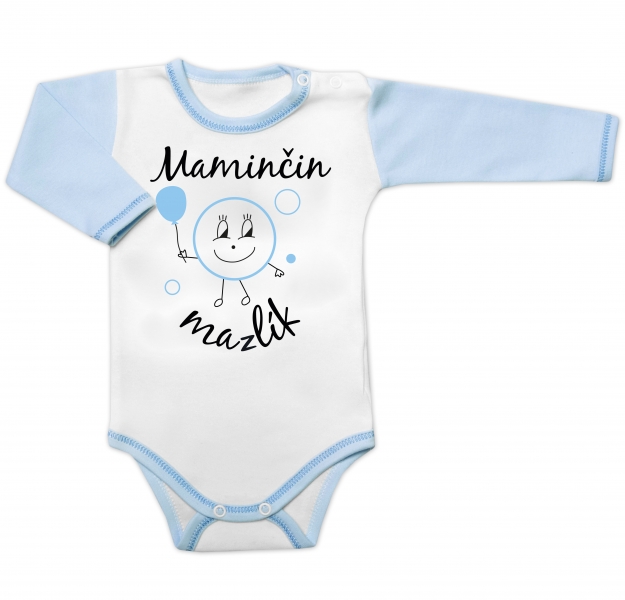 Body dlhý rukáv s vtipným textom Baby Nellys, Maminčin mazlík, veľ. 80-#Velikost koj. oblečení;80 (9-12m)