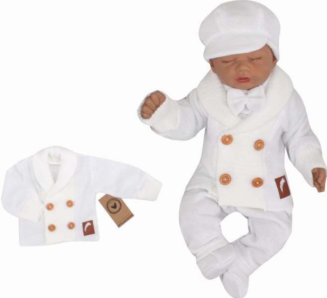 Z&Z Pletený elegantný svetrík s gombíkmi Boy, biely, veľ. 86