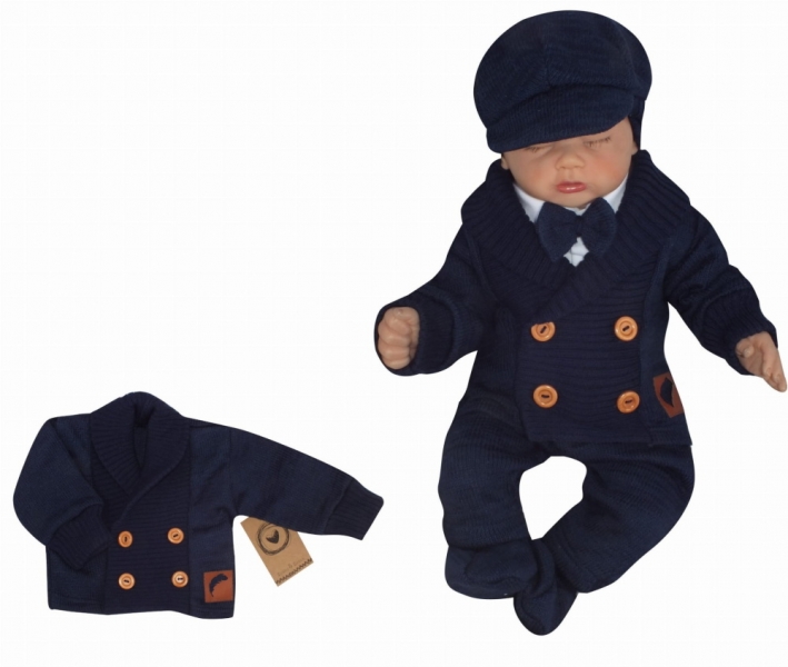 Z&Z Pletený elegantný svetrík s gombíkmi Boy, granát, veľ. 62
